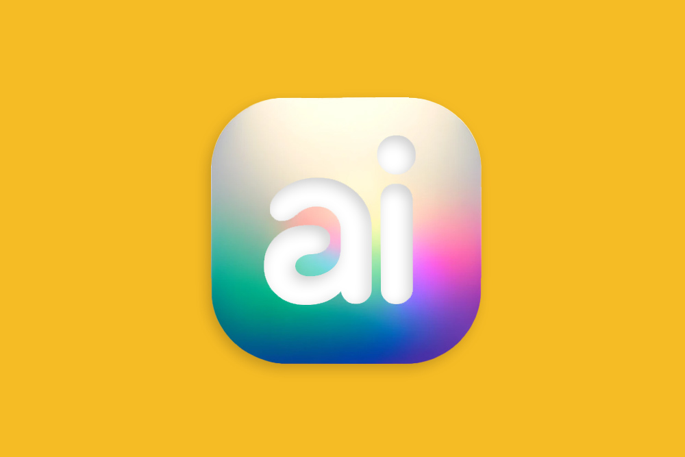 Das Bild zeigt ein Icon mit der Aufschrift AI für einen Artikel über eine Veranstaltung zum Thema Apple und künstliche Intelligenz. Es ist eine stilisierte App-Symbol-Grafik mit dem Text "ai" in bunten Farben auf einem gelben Hintergrund, was auf Innovation und Technologie hindeutet.