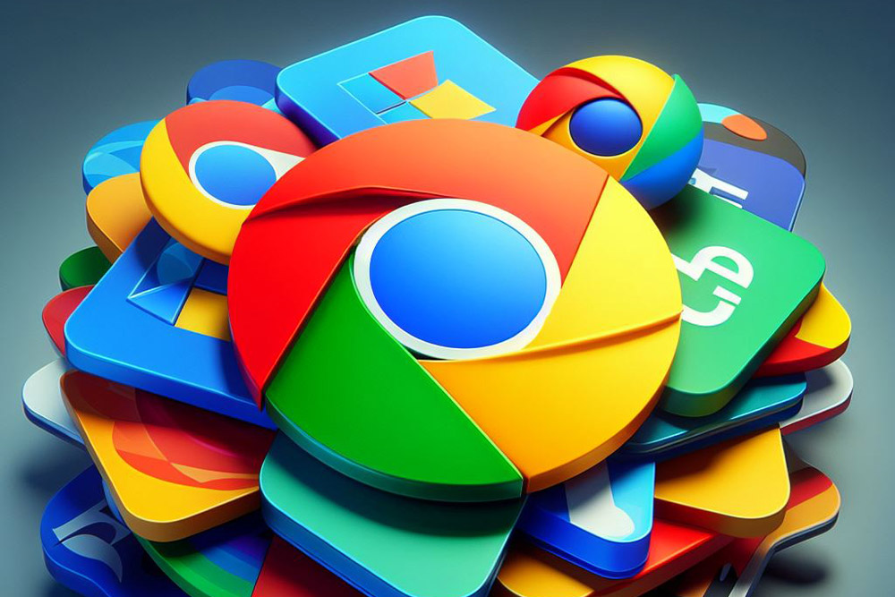 Das Bild zeigt Groß das Logo vom Google Chrome Browser, darunter sind Logos anderer bekannten Marken und Browser. Dies soll die Suche nach dem besten Browser 2024 Symbolisieren.