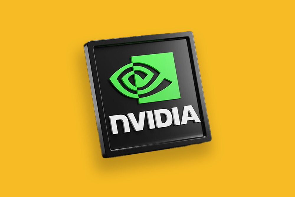 NVIDa-Logo auf gelbem Hintergrund, symbolisch dafür das NVIDA aufgrund von Urheberrechtsverletzungen verklagt wird.