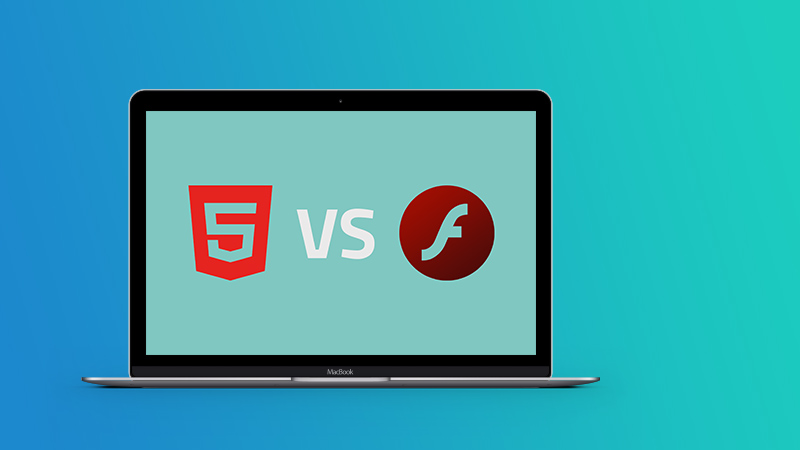 Bild zeigt die Logos von HTML5 und Flash